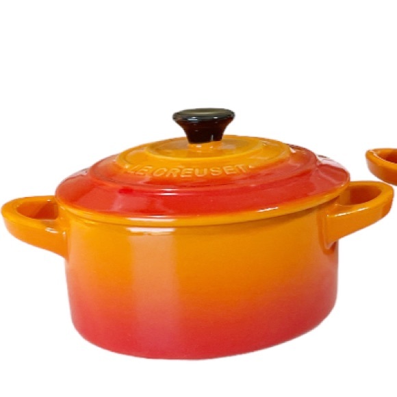 NEW LE CREUSET FLAME Mini Cocotte Set/2 🔥🧡🔥 - Picture 2 of 6